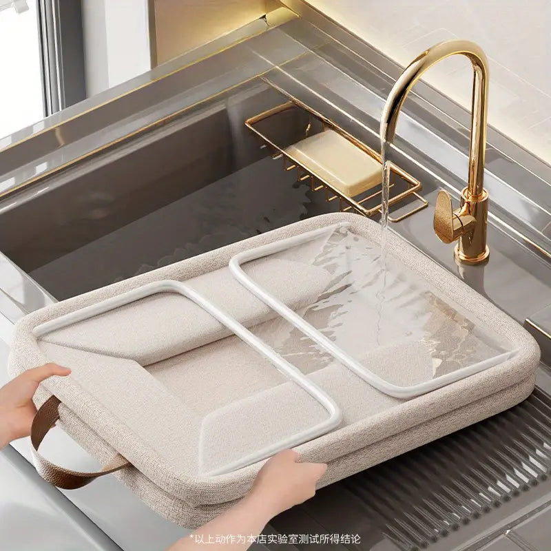Beige Fabric Storage Boxes with Handles