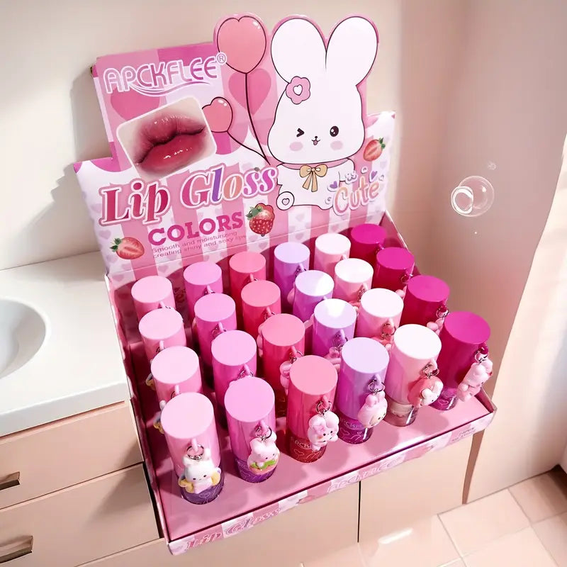 24pcs Japanese Kawaii Lip Gloss &amp; Lip Gloss Lipstick Collection Set