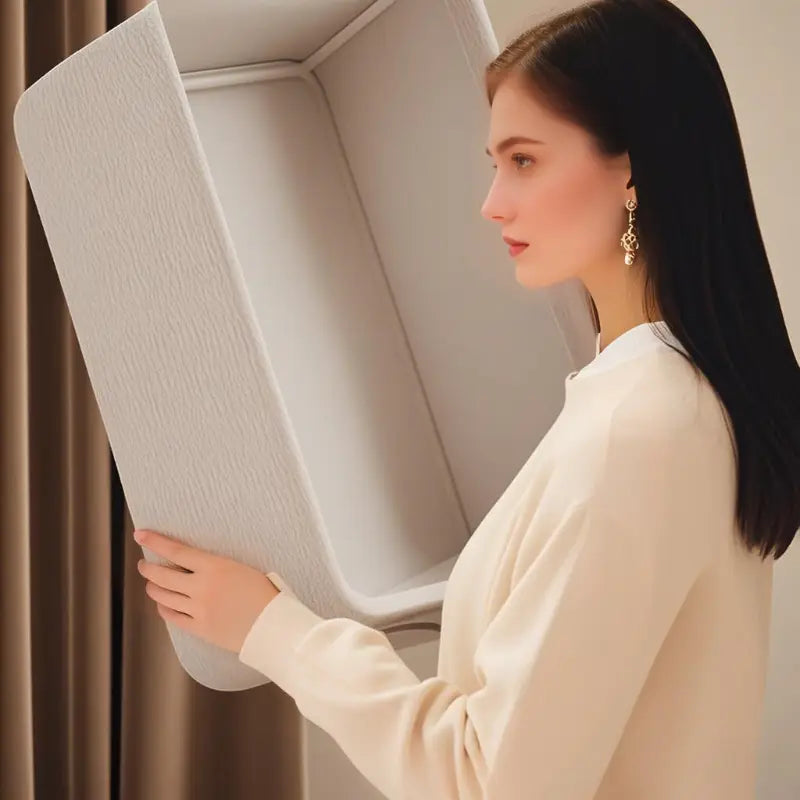 Beige Fabric Storage Boxes with Handles