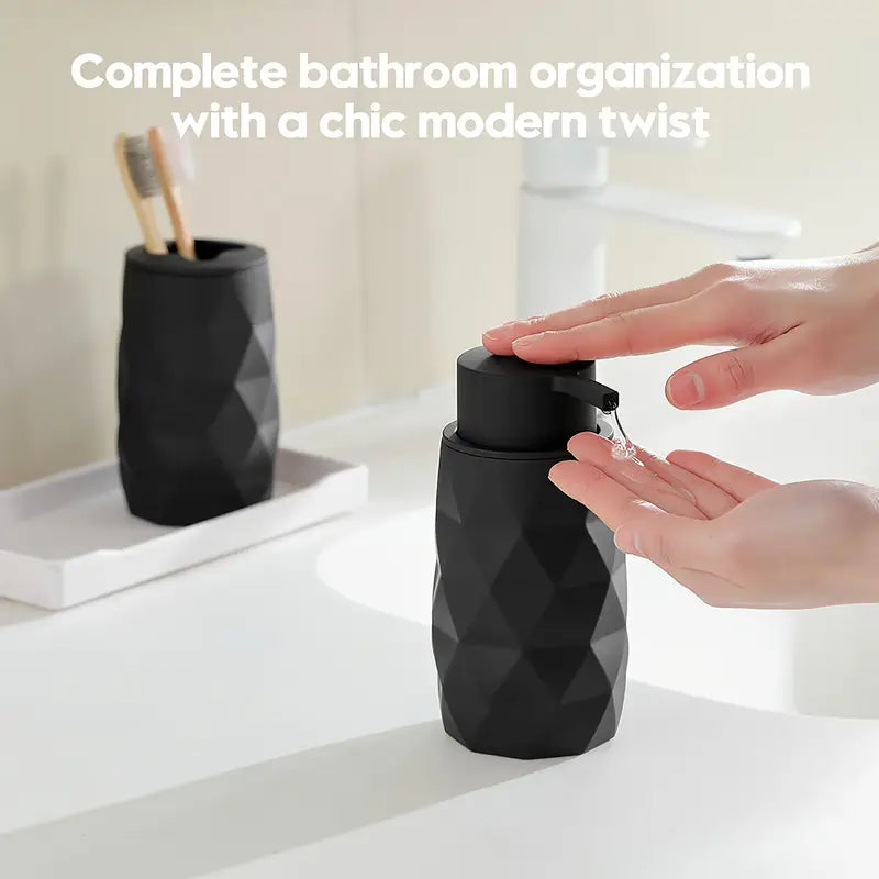 Matte Black Modern Diamond Style Bathroom Accessories Five-piece Set