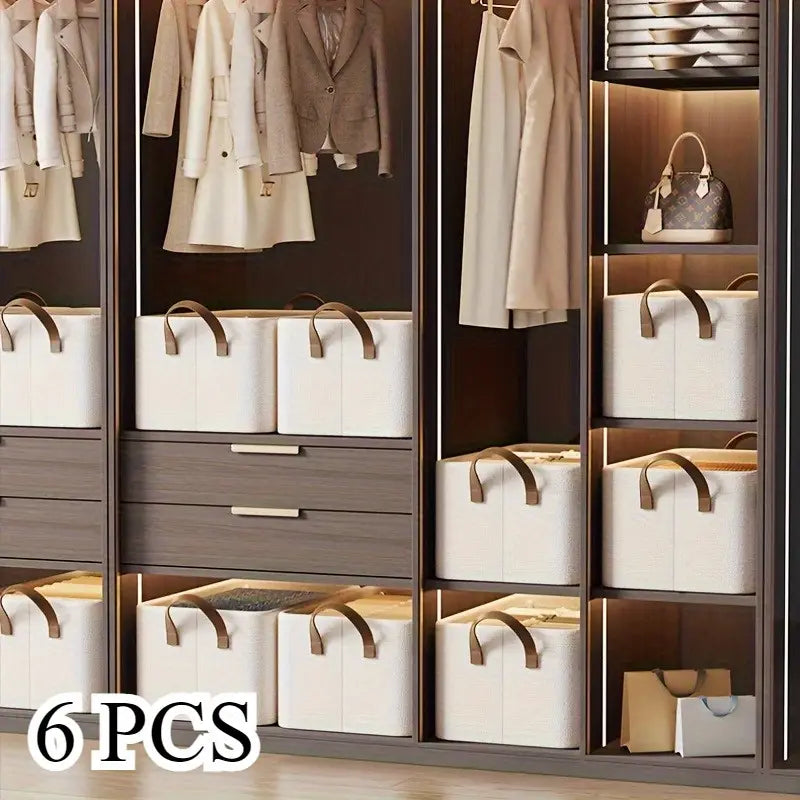 6pcs Fabric Storage Baskets with Lids