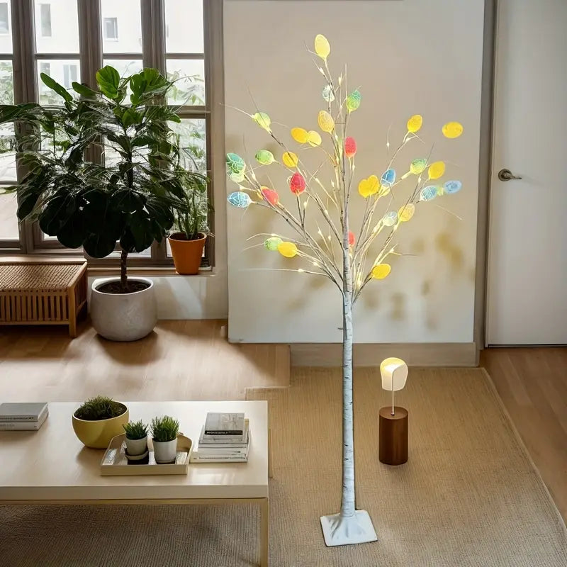 152.4cm/182.88cm Lighted LED White Birch Tree with Easter Egg Ornaments