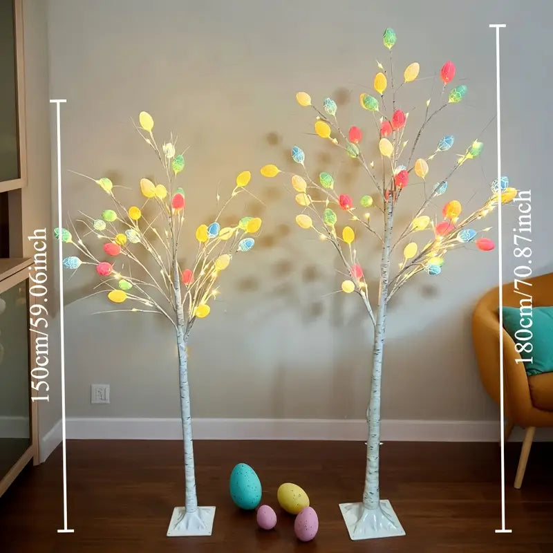 152.4cm/182.88cm Lighted LED White Birch Tree with Easter Egg Ornaments