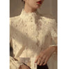 French retro stand collar lace pearl