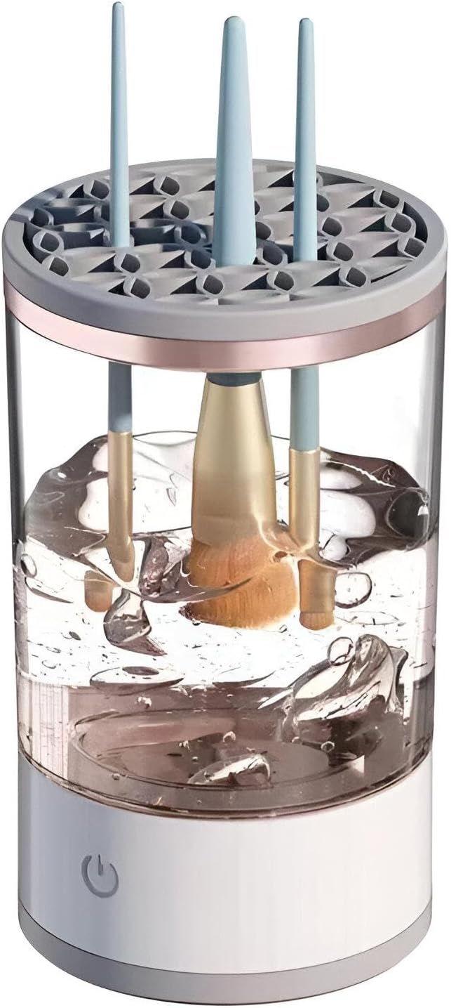 Advanced makeup brush cleaner gentle on bristles comes with a brush holder that removes makeup residue, oil, and impurities for enhanced hygiene