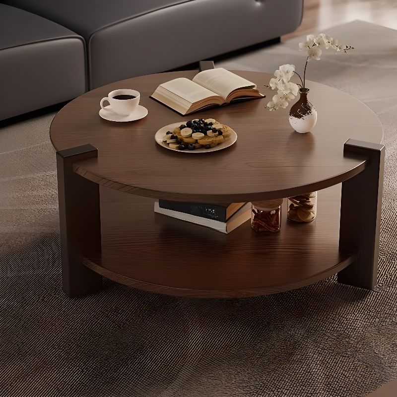 Circular Rubberwood Accent Table