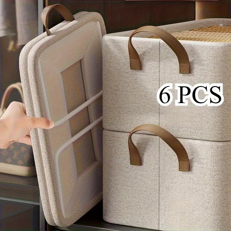 6pcs Fabric Storage Baskets with Lids