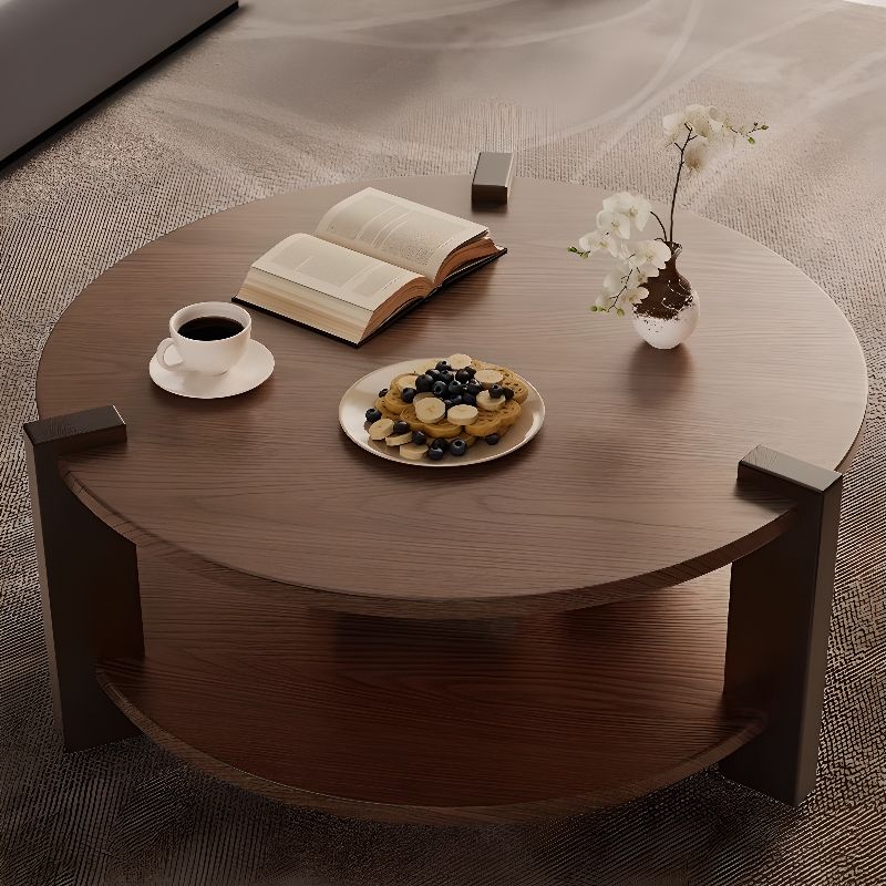Circular Rubberwood Accent Table