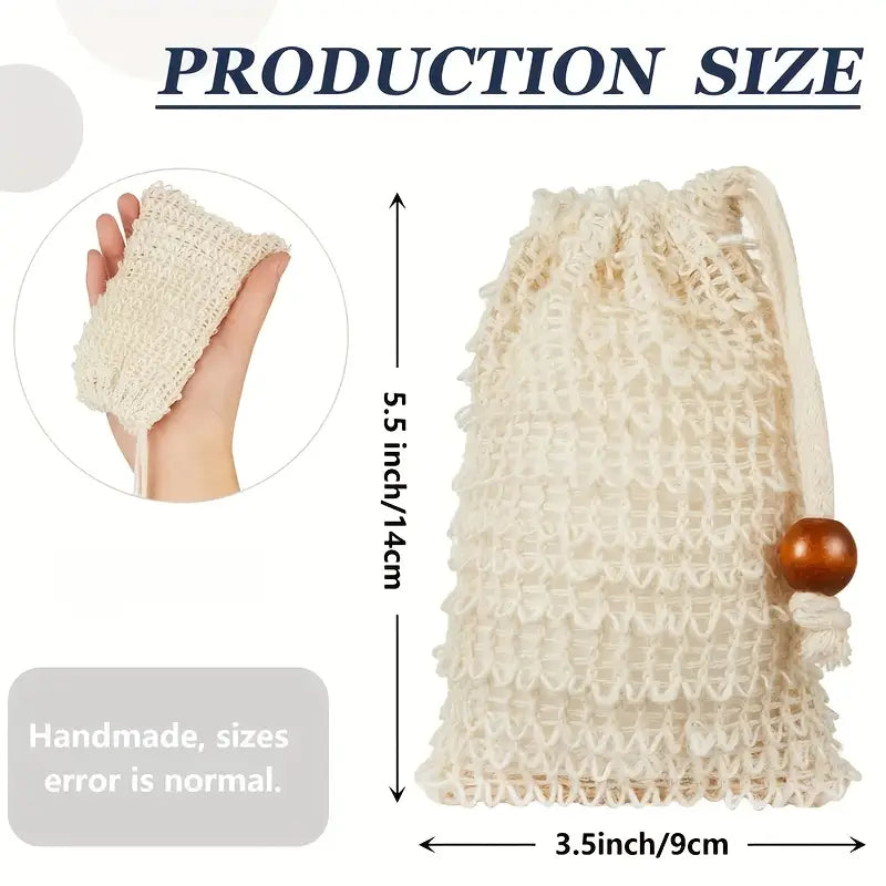 20pcs Natural Hemp Exfoliating Soap Bags with Drawstring Closure