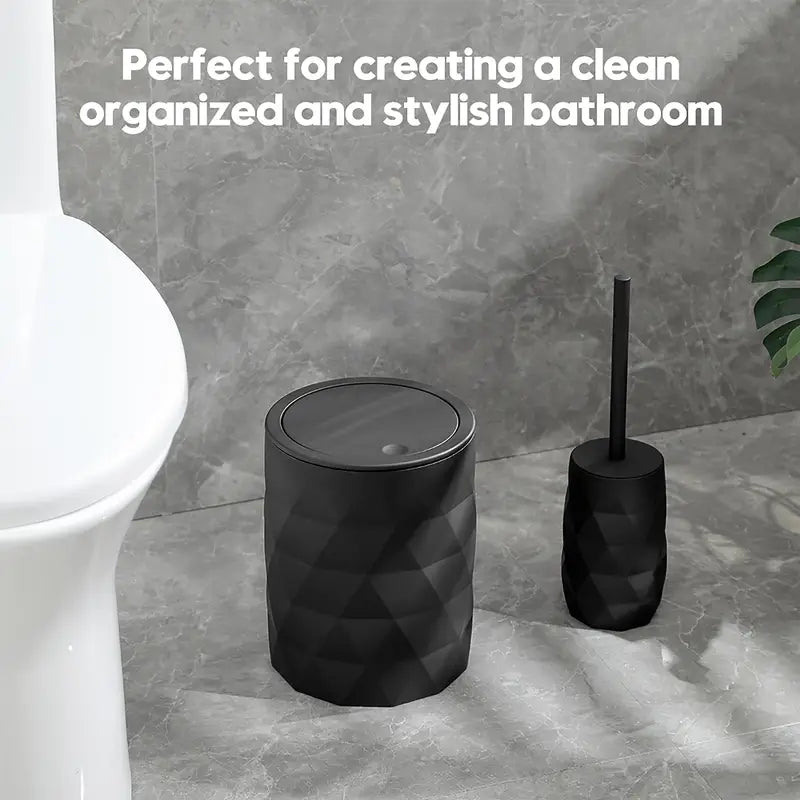 Matte Black Modern Diamond Style Bathroom Accessories Five-piece Set