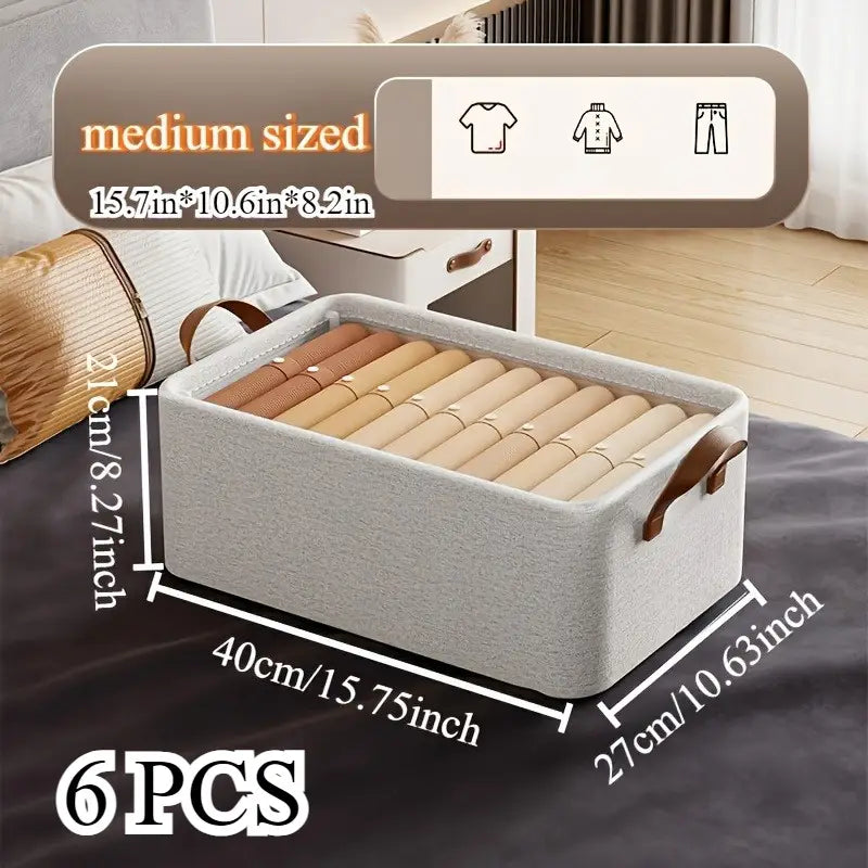 6pcs Fabric Storage Baskets with Lids