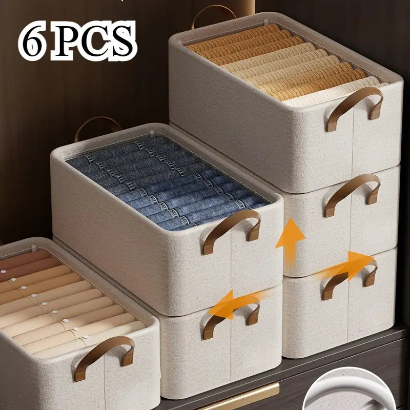 6pcs Fabric Storage Baskets with Lids