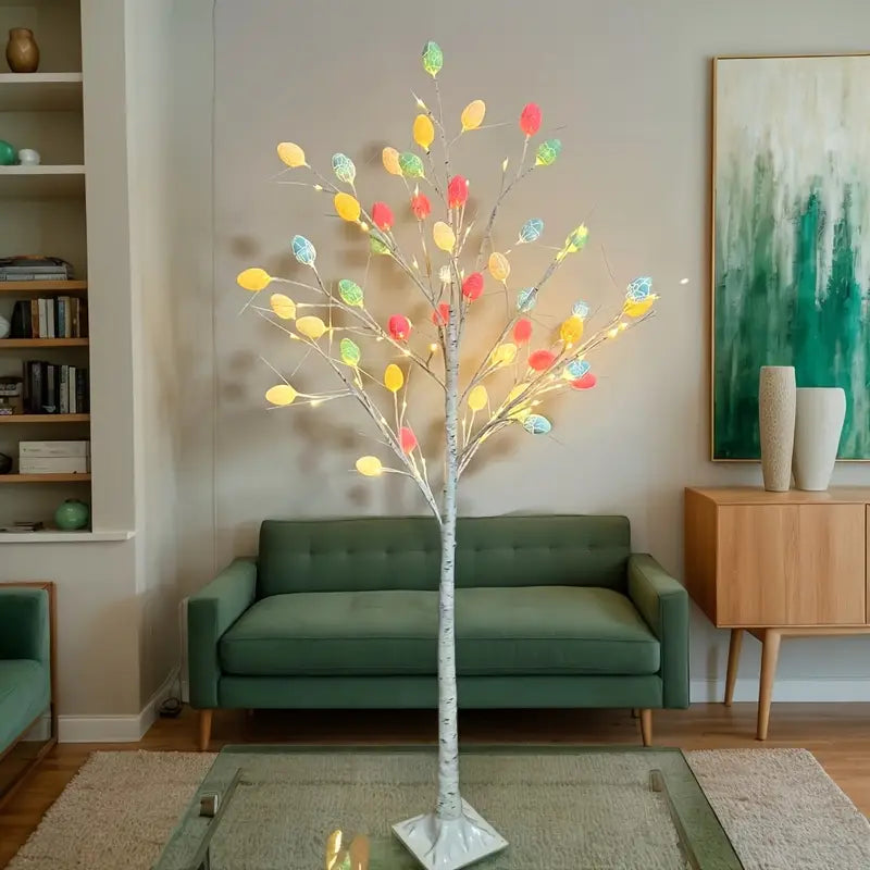 152.4cm/182.88cm Lighted LED White Birch Tree with Easter Egg Ornaments