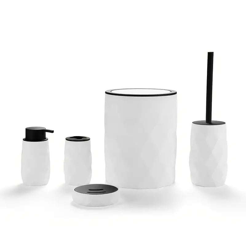 Matte Black Modern Diamond Style Bathroom Accessories Five-piece Set