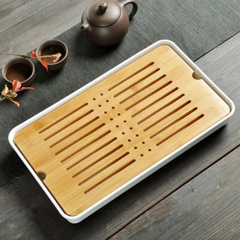 Wholesale Price Luxury Ceramic Japan Bamboo Wooden Gongfu Chinese Kungfu Tea Tray