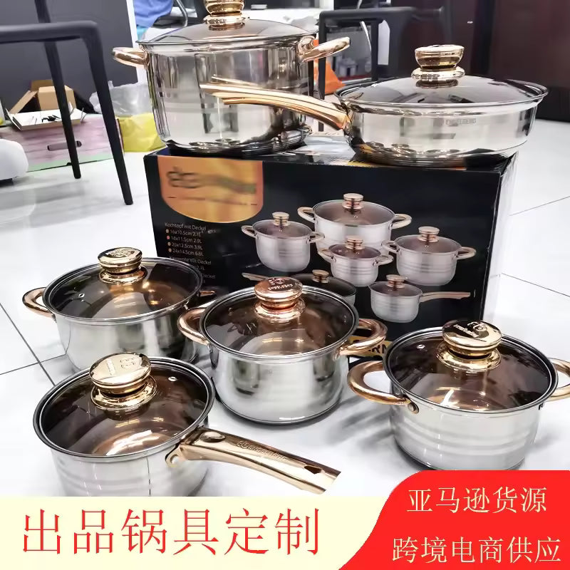 stainless steel -12 piece set with gold handle