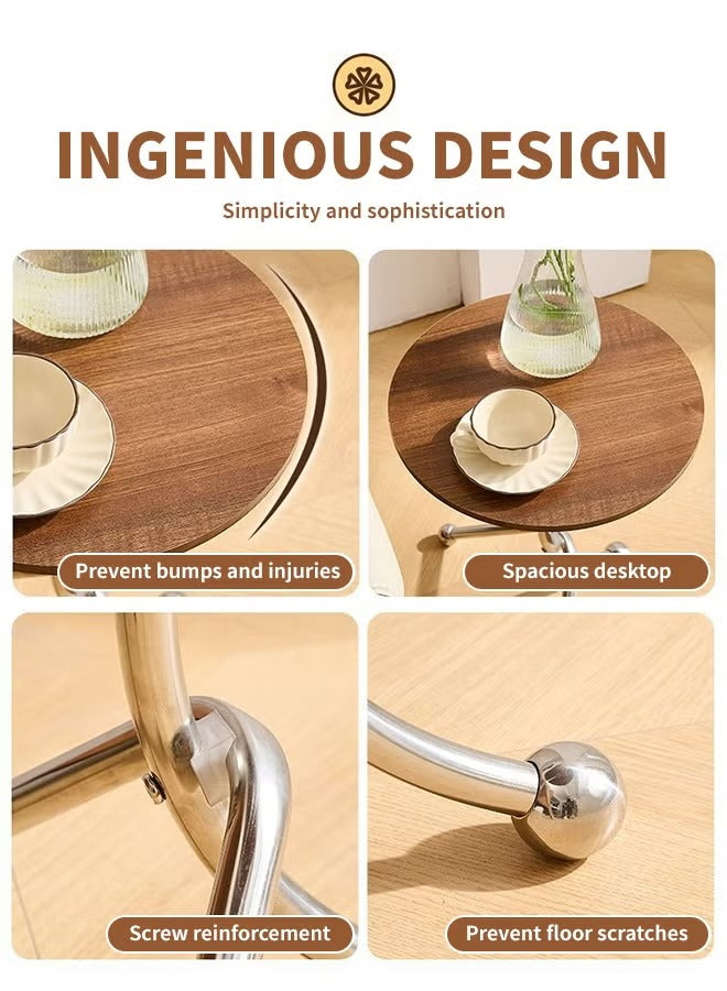 Round wooden side table