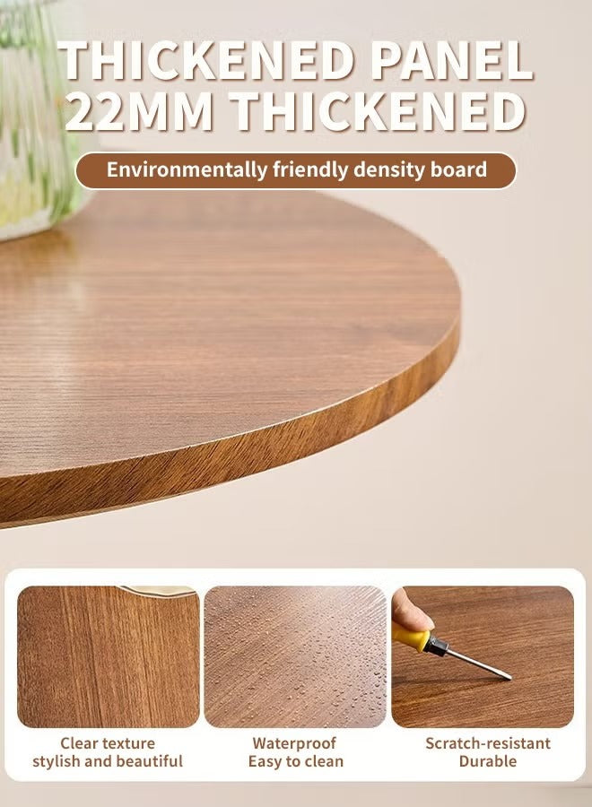 Round wooden side table