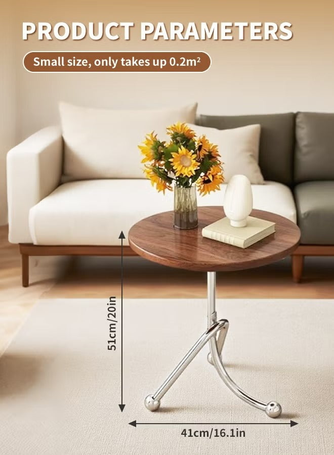Round wooden side table