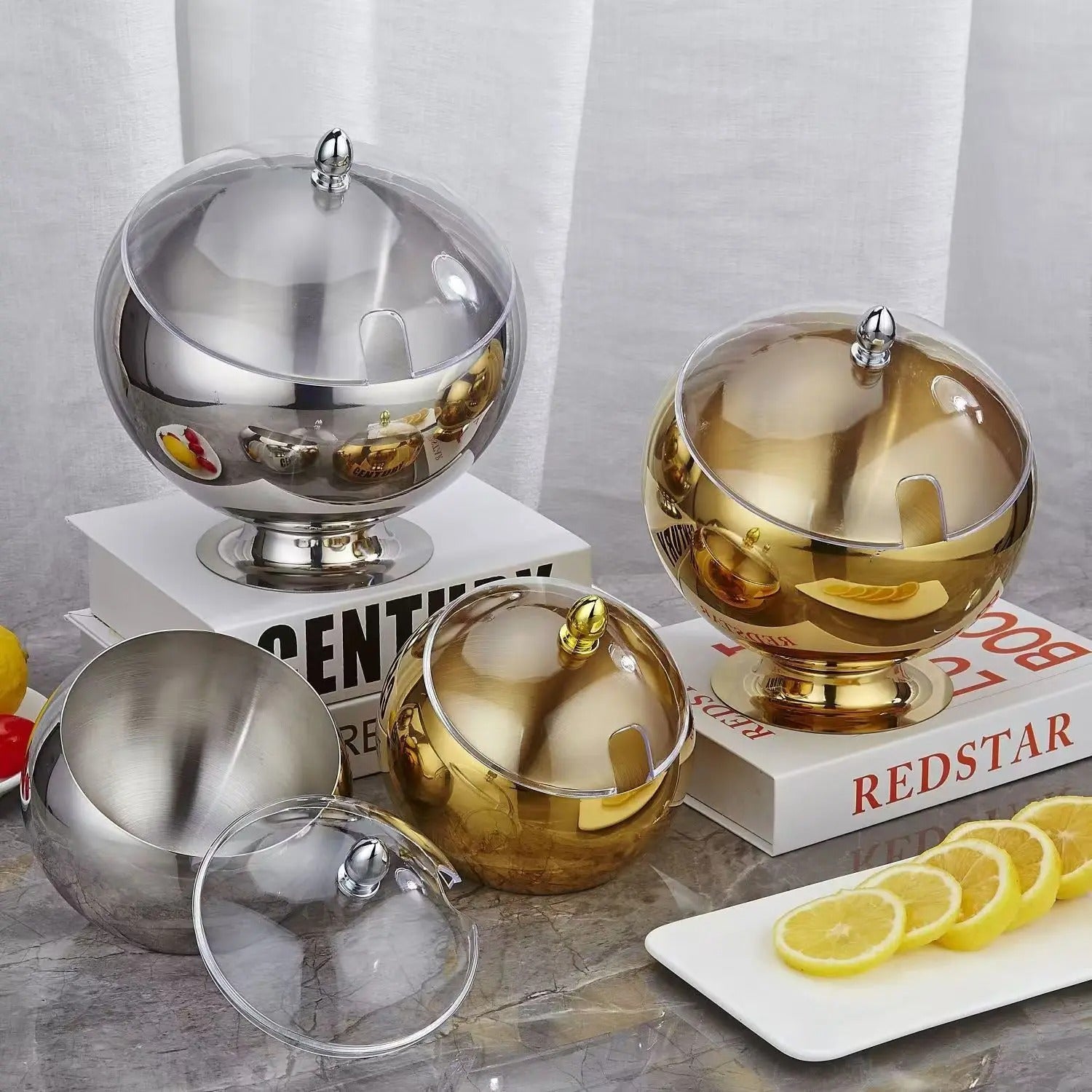 Stainless steel pot, gold canteen