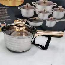 stainless steel -12 piece set with gold handle
