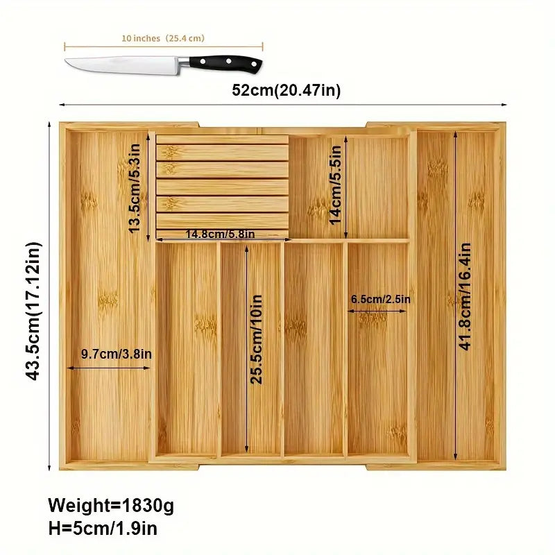 Extra Capacity Expandable Kitchen Drawer Flatware Organizer